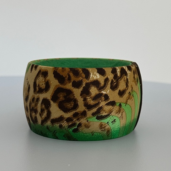 Tasha Green and Brown Leopard Print Bracelet - Picture 1 of 7